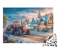 Puzle Escena de Tractor Rural De 1000 Piezas para Adultos, Rompecabezas Ilustración de Pueblo Invernal Adultos, Juego De Habilidad Difícil De Completar 70x50cm/1000pcs