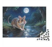 Puzle Hamster De 1000 Piezas para Adultos, Rompecabezas Escena de Ruisseau Iluminado por la Luna Adultos, Juego Familiar Regalos Creativos 1000pcs (75x50cm)