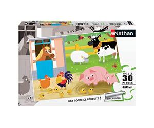 Puzle Infantil Nathan, 30 Piezas, My Farm Friends, para niña o niño a Partir de 4 años, Rompecabezas, cartón Grueso y Resistente, Animales, 86365
