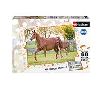 Puzle Infantil Nathan, 60 Piezas, Caballo para mamá y bebé, niña o niño a Partir de 6 años, Rompecabezas, cartón Grueso y Resistente, Animales, 86167