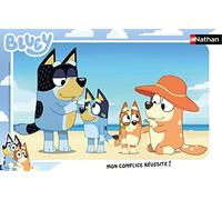 Puzle Infantil Nathan, Marco de 15 Piezas, Bluey at The Beach, para niña o niño a Partir de 3 años, Rompecabezas, cartón Grueso y Duradero, para Uso Diario y Familiar, 86162