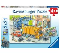 Puzle Infantil Ravensburger, 05096, recolector de Basura y grúa, Rompecabezas para niños a Partir de 4 años, con 2 x 24 Piezas