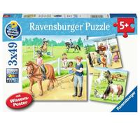 Puzle Infantil Ravensburger 05129 Un día en el Centro Ecuestre, 3 x 49 Piezas ¿por qué? ¿por qué? ¿por qué Puzzle para niños de 5 años o más?