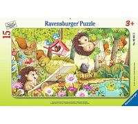 Ravensburger Puzle infantil 05661 – Divertidos animales de jardín, 15 piezas, 3+ años, amarillo