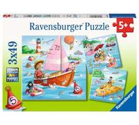 Puzle Infantil Ravensburger 05720 On The Water, Rompecabezas de 3 x 49 Piezas para niños a Partir de 5 años