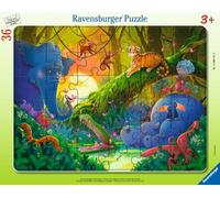 Puzle Infantil Ravensburger 12004251, Puzle con diseño de Puesta de Sol en la Jungla, Marco de 36 Piezas con Animales, para niños a Partir de 4 años