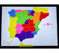 Puzle Mapa de España provincias en tamaño A3 para niños - Cada provincia es una pieza (53 piezas en total) + imprimible con actividades (+100 páginas). Aprende geografía de España jugando.