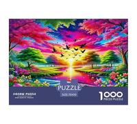 Puzle Nube de Aves al Atardecer De 1000 Piezas para Adultos, Rompecabezas Valle con Degradado de Color Neón Adultos, Rompecabezas Educativo Doméstico 70x50cm/1000pcs