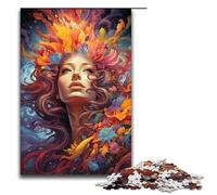 Puzle para adultos 1000 piezas colorido patrón de diosas psicodélicas para montar ayuda al cerebro juguete adictivo para promover la paciencia 75 x 50 cm