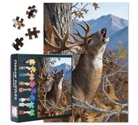 Puzle para adultos, 1000 piezas, puzle para adultos, 1000 piezas, con diseño de ciervo llamado en el bosque, ciervos y bosques, decoración para adultos, 70 x 50 cm