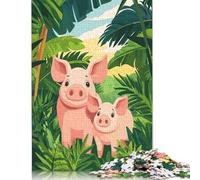 Puzle para adultos "Cerdos en la selva", 500 piezas, puzle de madera para adultos a partir de 18 años, juego sofisticado, 500 piezas (52 x 38 cm)