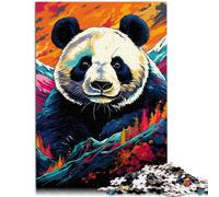 Puzle para adultos con 1000 piezas, colorido animal panda, desafío educativo, 50 x 70 cm, con póster a juego y hoja de preguntas