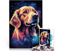 Puzle para adultos con 1000 piezas Cosmic Golden Retriever de corte de precisión, 26 x 38 cm, con póster a juego y hoja de preguntas