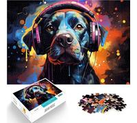Puzle para adultos con 1000 piezas, perro escucha música, juego de pensamiento 26 x 38 cm, juego educativo para cumpleaños y Navidad