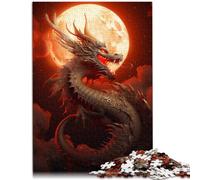 Puzle para adultos con 1000 piezas. Puzle de dragón de la luna de sangre de 50 x 70 cm para toda la familia a partir de 14 años.