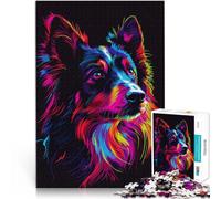Puzle para adultos de 1000 piezas de DJ Neón Border Collie Toy, juego de pensamiento 26 x 38 cm, colección de artistas, bellas artes para niños de 14 años