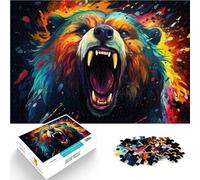 Puzle para adultos de 1000 piezas, diseño de oso, juguete educativo intelectual relajante, 26 x 38 cm, con póster a juego y hoja de preguntas