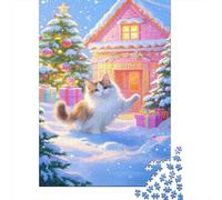 Puzle Persian Gato De 1000 Piezas para Adultos, Rompecabezas Escena de Nieve Adultos, Juego Familiar Productos Lúdicos Creativos 1000pcs (75x50cm)
