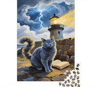 Puzle Russian Blue De 1000 Piezas para Adultos, Rompecabezas Paisaje del Faro costero Adultos, Rompecabezas Familiar Productos Lúdicos Creativos 1000pcs (75x50cm)