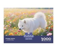 Puzle Samoyedo Perro De 1000 Piezas para Adultos, Puzzle Mar de Flores Pastoril Adultos, Juego De Rompecabezas Decoración para El Hogar 70x50cm/1000pcs