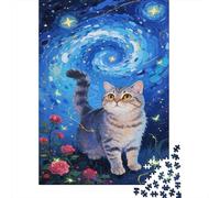 Puzle Scottish Fold De 1000 Piezas para Adultos, Puzzle Cielo Estrellado fantástico Adultos, Juego De Rompecabezas Regalos Creativos 1000pcs (75x50cm)