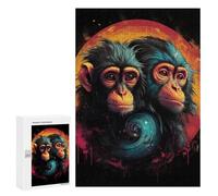 Puzle sofisticado para adultos 300 piezas Chimpanzee Yin Yang Artwork Puzzles para adolescentes - Juegos divertidos - Promueve la memoria - Gran regalo para los amantes de los juegos 300 piezas