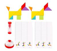 Puzle Tangram - Juego de educativo Tangram de madera de 6,69 pulgadas con formas, temporizador y hojas de respuestas, juego de , juego de pensamiento | para viajes familiares
