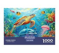 Puzle Tortuga De 1000 Piezas para Adultos, Rompecabezas Coral Colorido Marine Life Adultos, Juego Familiar Regalos Creativos 52x38cm/1000pcs