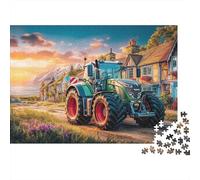 Puzle Tractor en un Camino de Pueblo De 1000 Piezas para Adultos, Rompecabezas Pintura de Paisaje Rural Adultos, Juego De Habilidad Difícil De Completar 52x38cm/1000pcs