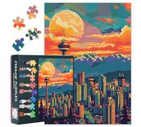 Puzle Vancouver de 1000 piezas para adultos - Canadá Viaje Skyline Puzzle - Arte retro panorámico urbano, Stanley Park Seawall vista - sofisticado puzle de 70 x 50 cm