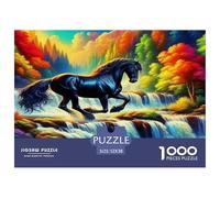 Puzle Yegua Negra De 1000 Piezas para Adultos, Rompecabezas Cascada de Bosque Colorida Adultos, Rompecabezas Educativo Doméstico 52x38cm/1000pcs