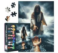 Puzles de Jesús para adultos, 1000 piezas, puzles de la mano de Dios sin polvo, Jesucristo da una mano decoración del hogar fiesta de cumpleaños rompecabezas desafiantes para entrenamiento cognitivo