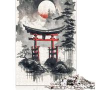 Puzles de tinta japonesa Torii para adultos, 500 piezas, rompecabezas para adultos y adolescentes, regalo de amigo invisible, 500 piezas (52 x 38 cm)