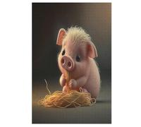 Puzles para adultos de 1000 piezas, diseño de cerdo dulce, rompecabezas de tabla de madera, para niños, regalos, (78 x 53 cm)