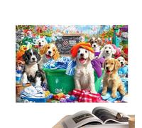 Puzles para perros para adultos | diseño de lavandería para perros - 1000 piezas El para adultos con letras en la parte posterior - para miembros mayores de la familia tanto
