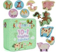 Puzles Progresivos 10 en 1 boppi para Niños de 18 Meses o Más - Animales de Granja - Juguetes de Desarrollo Infantil - Cartón 100% Reciclado