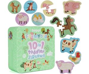 Puzles Progresivos 10 en 1 boppi para Niños de 18 Meses o Más - Animales de Granja - Juguetes de Desarrollo Infantil - Cartón 100% Reciclado