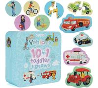 Puzles progresivos 10 en 1 para niños de 18 meses en adelante - Puzles de coches de Boppi hechos con cartón 100% reciclado