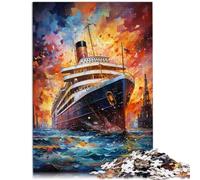 Puzles | Puzzle | La psicodelia colorida de Titanic Puzzle de 1000 piezas, rompecabezas de madera, juegos educativos para decoración del hogar (50 x 75 cm)