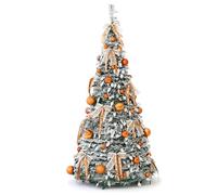 PUZYI arvore de Natal Árbol de Navidad Artificial, retráctil y Plegable, Color Naranja, con molduras integradas y Decoraciones for el hogar y la Oficina. Grande árbol(Light,180cm)