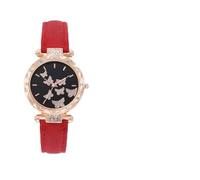PUZYI Reloj minimalista de moda for mujer, reloj analógico | Relojes de regalo de cuero redondos, cómodos for uso diario(Rot)