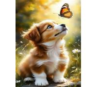 Puzzle 100 Piezas Adultos,Arte de Rompecabezas DIY,Puzzles Juguetes Educativos Estimulantes Decoración del Hogar (Lindo Perro Mariposa)