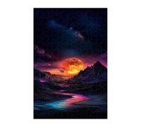 Puzzle 100 Piezas Adultos Atardecer Montañas Ríos, Educativo Intelectual Descompresión Divertido Juego Familiar, Rompecabezas 100 Piezas 40 x 28 cm
