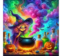 Puzzle 100 Piezas Adultos Bruja Halloween, Rompecabezas Imposible Juguetes de Desafío de Juego Educativo, Puzzles Adultos 100 Piezas 35x35 cm