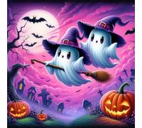 Puzzle 100 Piezas Adultos Fantasmas Adorables Halloween, Rompecabezas Imposible Juguetes de Desafío de Juego Educativo, Puzzles Adultos 100 Piezas 35x35 cm