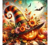 Puzzle 100 Piezas Adultos Flores Halloween Calabazas, Rompecabezas Imposible Juguetes de Desafío de Juego Educativo, Puzzles Adultos 100 Piezas 35x35 cm