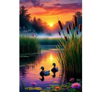 Puzzle 100 Piezas Animales Atardecer Pato, 40x28 cm, Rompecabezas Imposible, Ejercita Paciencia y Concentración, Puzzle de 100 Piezas para Adultos