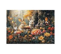 Puzzle 100 Piezas Animales Conejos Setas, Juego Educativo, Desarrolla la Concentraciòn Mentàl y la Logica, 40x28 cm Puzzles 100 Piezas Adultos