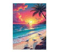 Puzzle 100 Piezas Atardecer Océano Gaviota Juego Educativo, Imposible Difícil Desafiante para Toda La Familia, Puzzle Adultos 100 Piezas 40x28 cm