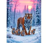 Puzzle 100 Piezas Familia de Tigres de Invierno | Puzzles Adultos | para Toda La Familia |40x28 cm | Entretenimiento Creativo Rompecabezas Adultos Regalo